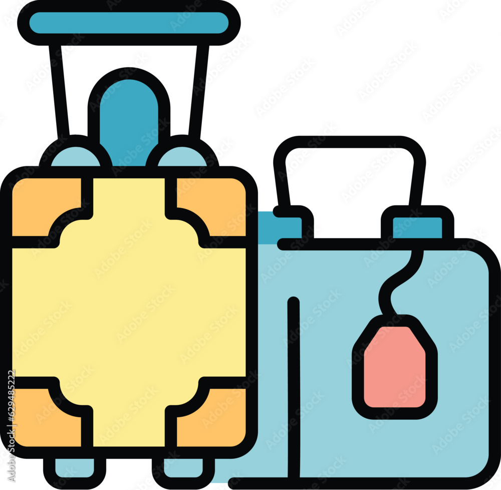 Luggage icon outline vector. Hotel baggage. Travel bag color flat Luggage icon outline vector. Hotel baggage. Travel bag color flat