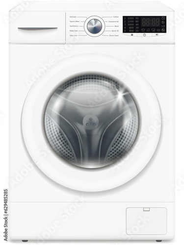 Automatic washing machine on white background