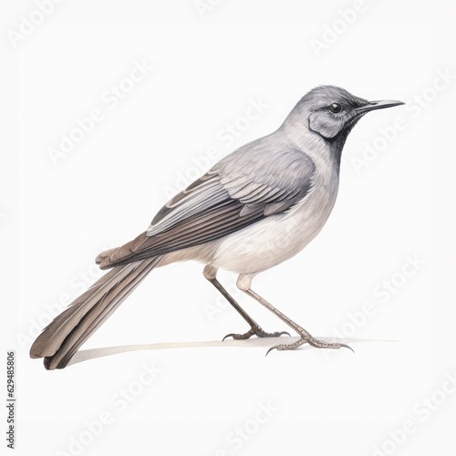 Gray catbird bird isolated on white. Generative AI
