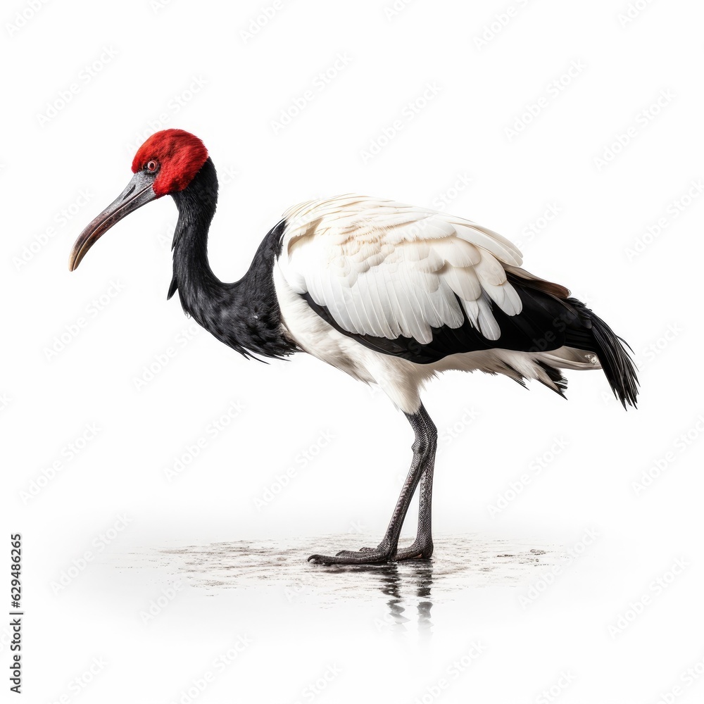 Fototapeta premium Jabiru bird isolated on white. Generative AI