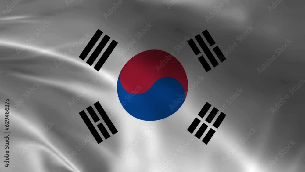 Waving South Korean National Flag Fabric Cloth Motion in 4k Waving South Korean National Flag Fabric Cloth Motion in 4k