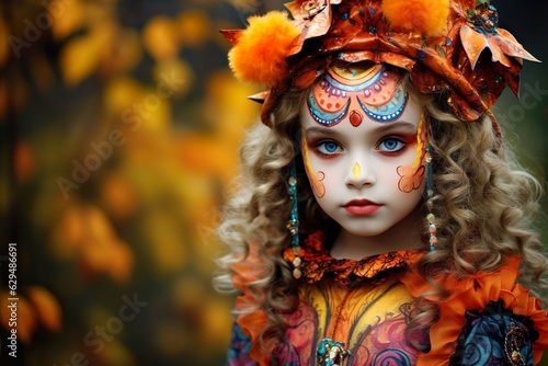 Front view of cute beautiful girl with witch costume Halloween made with generative ai technology © smoke