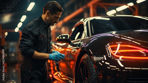A man is tinting a car. Generative AI