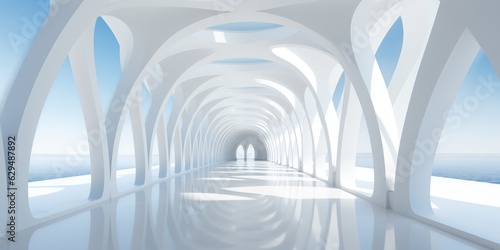 Wallpaper Mural Abstract architecture background, futuristic white arched interior 3d render Torontodigital.ca