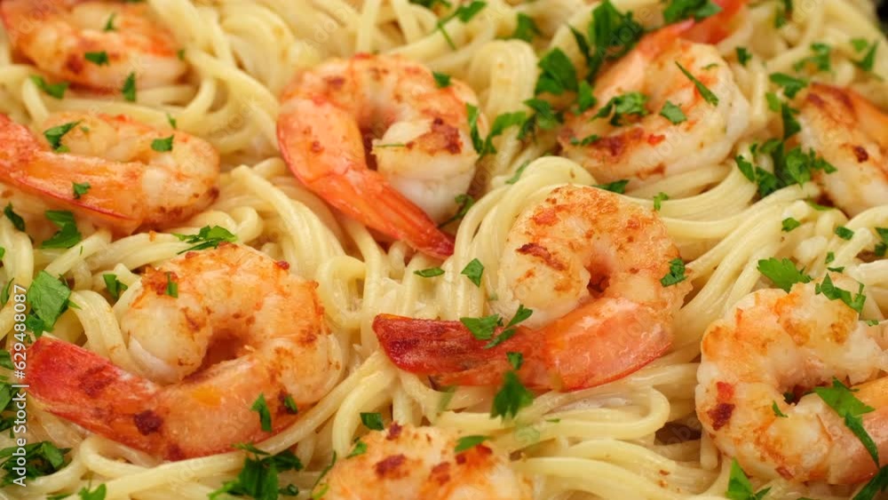 Pasta spaghetti with shrimps in cream sauce Pasta spaghetti with shrimps in cream sauce