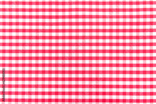 The texture of linen fabric in a large cell of red and white. Scottish tailoring material. checkered fabric