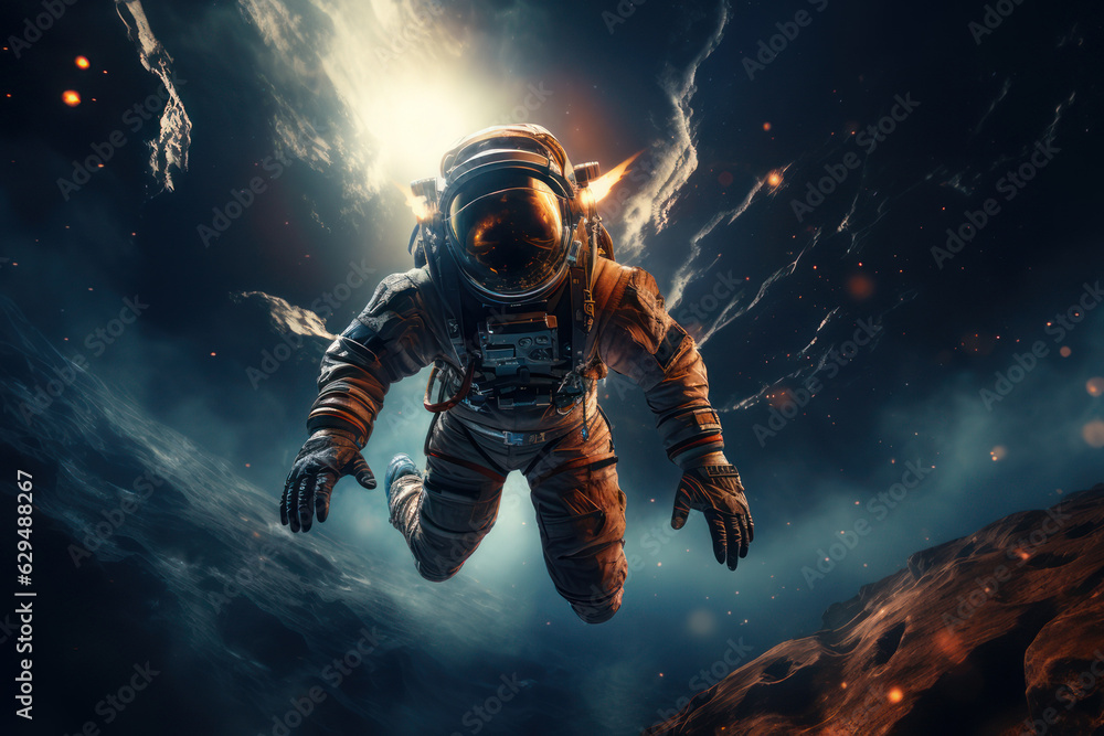 Fototapeta premium Astronaut in space. AI generative.