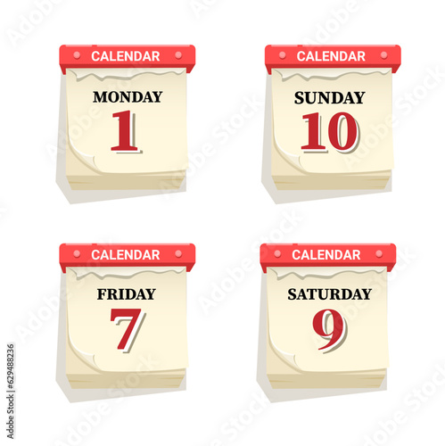 Calendar Asian Vintage Symbol Cartoon illustration Vector