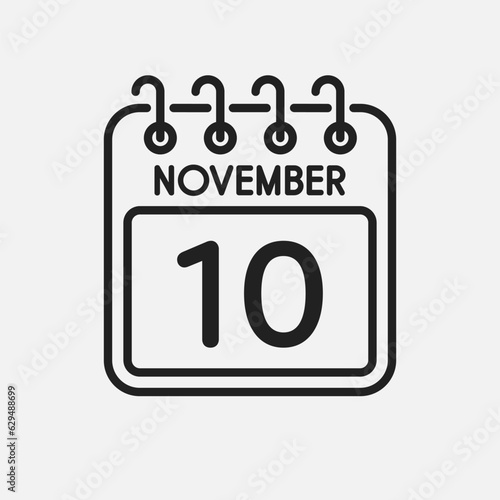 Icon page calendar day - 10 November