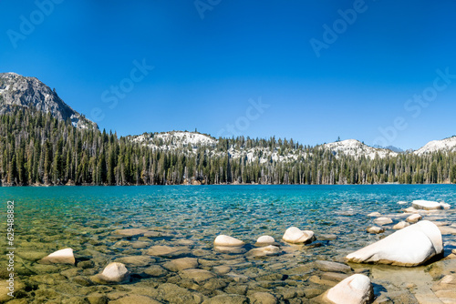 Jeziorna Tahoe góry krajobrazu panoramiczna scena w Kalifornia