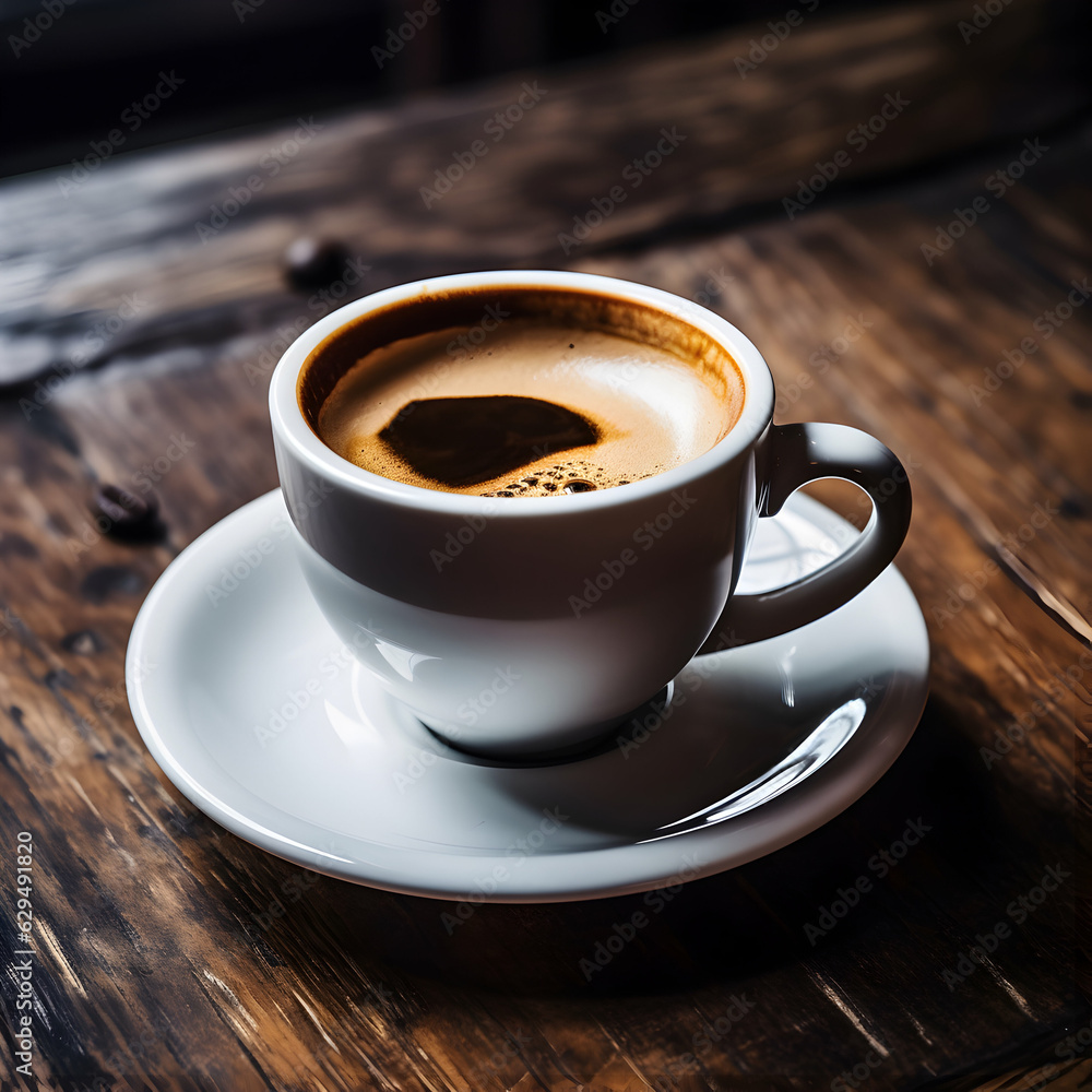 Obraz premium Long Black Coffee is a bold, full-bodied beverage made by pouring hot water into two shots of espresso, preserving the crema and rich flavor.