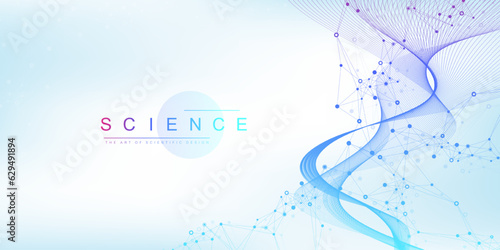 Digits abstract background with connected line and dots, wave flow. Digital neural networks. Network and connection background for your presentation. Graphic polygonal background. Vector illustration.