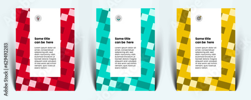 Brochure template with square texture and 3 color variants