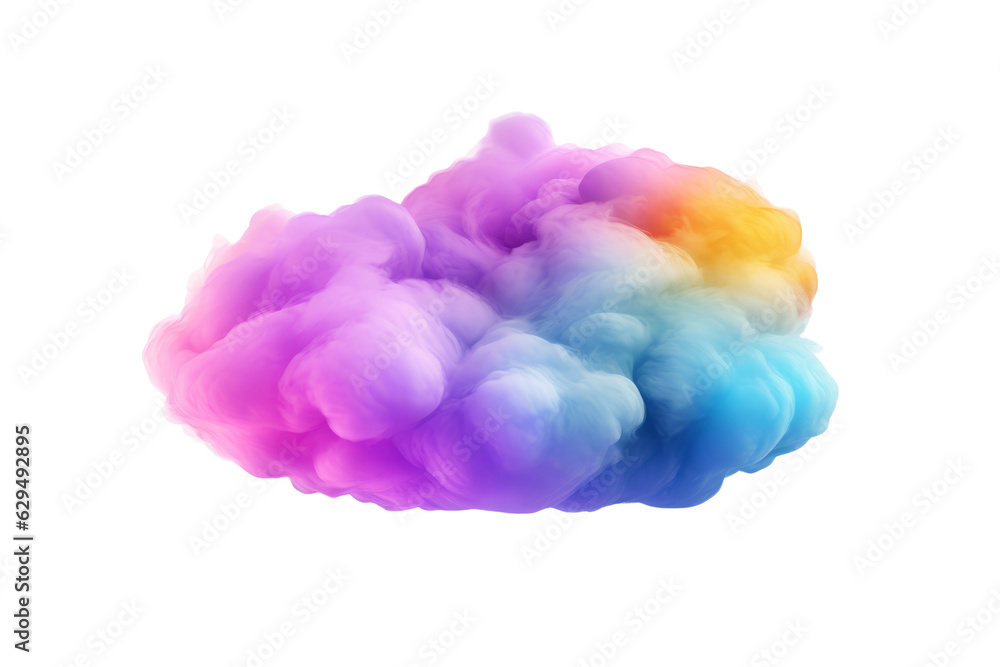 Colorful cloud isolated on transparent background cutout , generative ai