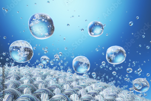 Фотография Close-up of fabric interlaced fiber with water drop.