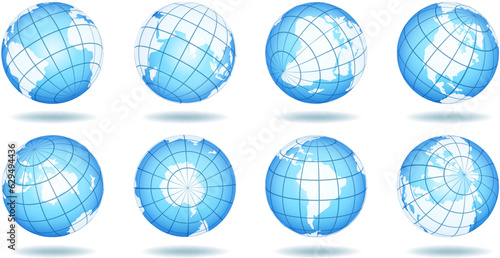 Globe views, 3d earth map set