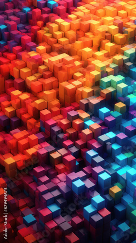 Abstract background with colorful glowing cubes.