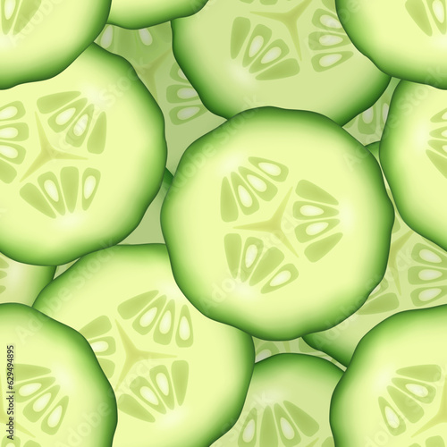 Cucumber realistic seamless pattern