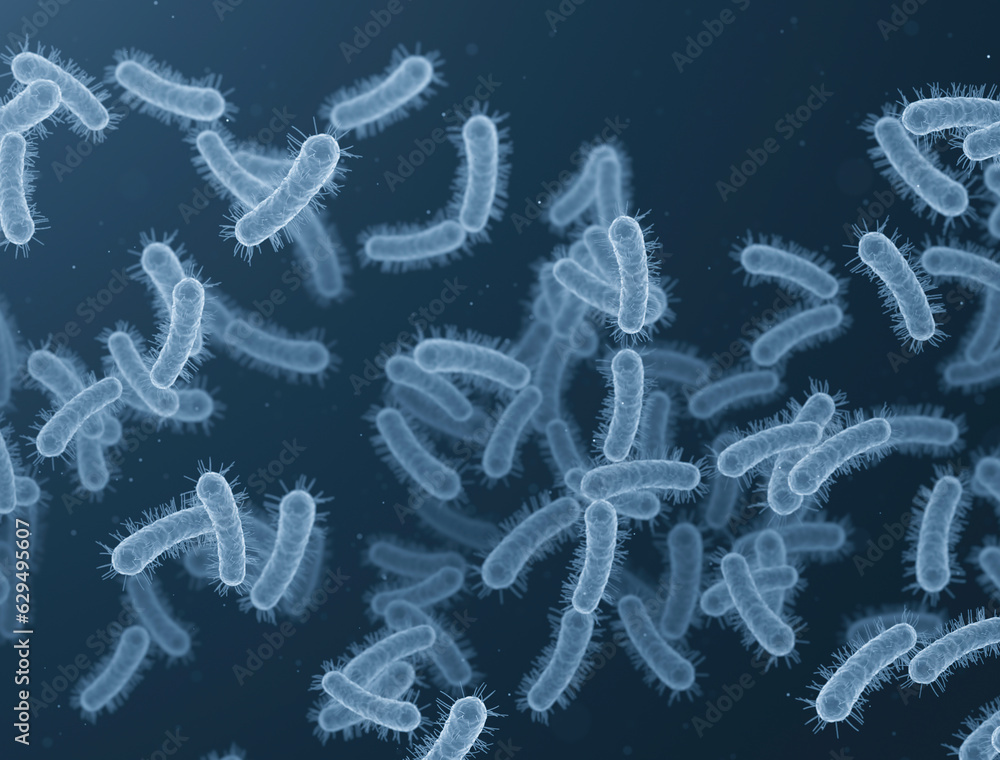 Streptococcus pneumonia bacteria cells. 3D render microscopic background