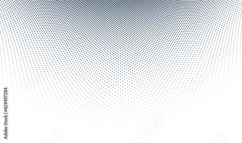 Grey dots in 3D perspective vector abstract background, dotted pattern cool design, wave stream of science technology or business blank template for ads.