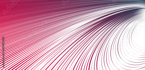 Curvature of space vector abstract art background, 3D linear flow distorted shape, deformed fluid, chaos of space.