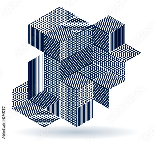 Abstract vector geometric background created with 3D cubes and shapes in isometric perspective, abstract city architecture, polygonal abstraction art, cubic style.