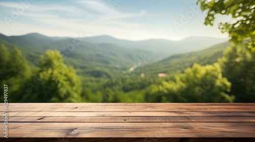 product mock up  wooden table in garden