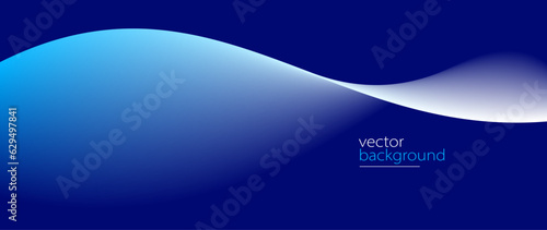 Curve shape flow vector abstract background in dark blue gradient, dynamic and speed concept, futuristic technology or motion art.