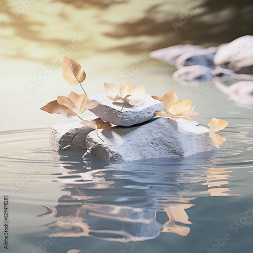 Twig in stones on the lake
