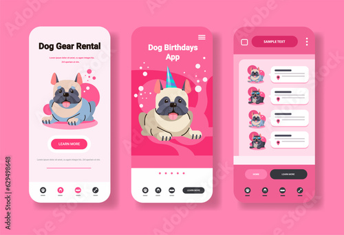 Happy national dog day greeting card cute doggy smartphone mobile app holiday of domestic animals concept