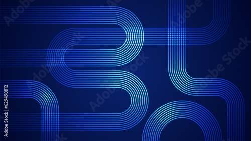 Dark blue abstract background with serpentine style lines as the main component.