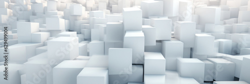 Banner. Abstract background  matte smooth white cubes. Background for the site. AI generative.