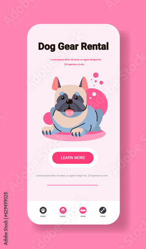 Happy national dog day greeting card cute doggy smartphone mobile app holiday of domestic animals concept