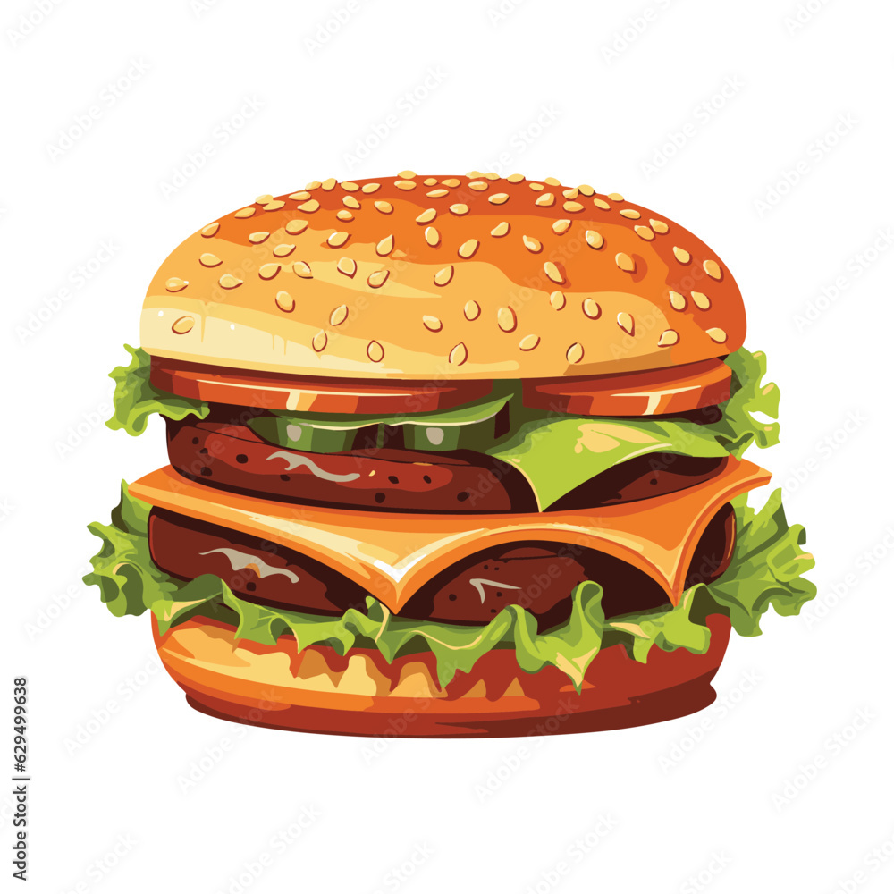 Big burger, hamburger hand drawn vector illustration sketch retro style Big burger, hamburger hand drawn vector illustration sketch retro style