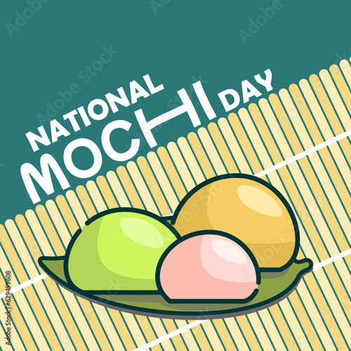 vector graphic of National Mochi Day good for National Mochi Day celebration. flat design. flyer design. flat illustration