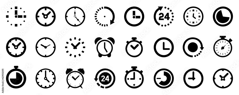 Deadline clock icon collection. Set of stopwatch, time, clock icons Deadline clock icon collection. Set of stopwatch, time, clock icons