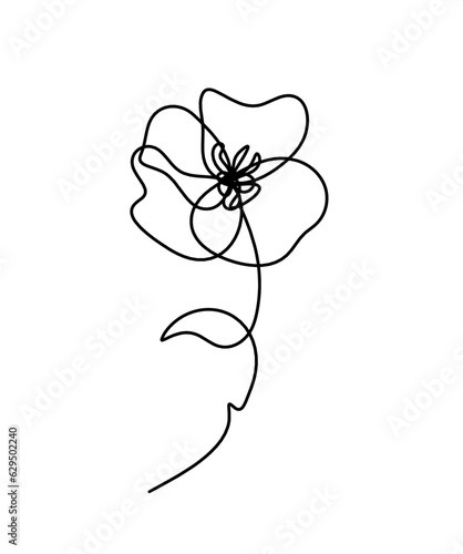 Abstract flower line drawing  isolated on white background 