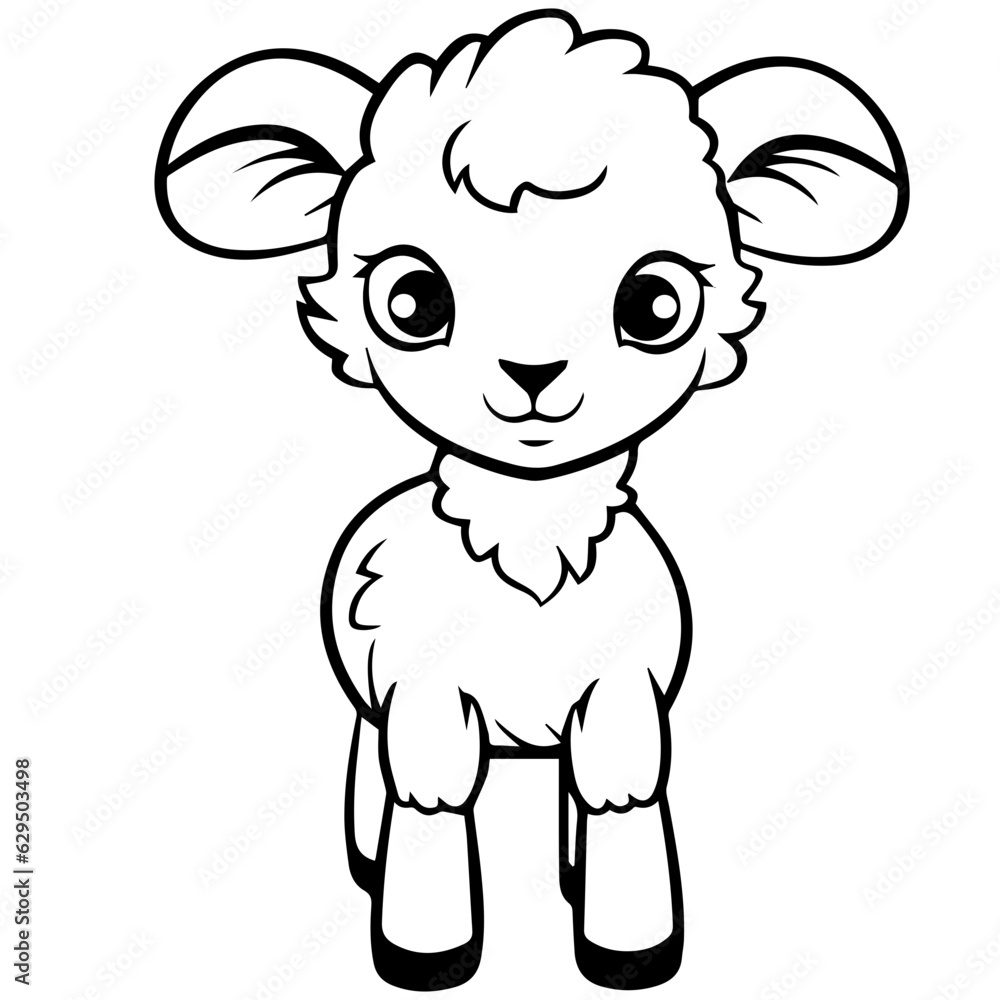 Coloring page outline of cartoon lamb Coloring page outline of cartoon lamb