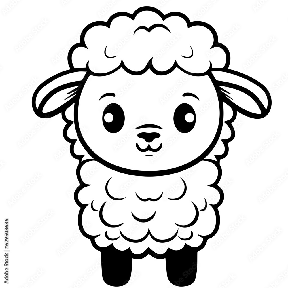 Coloring page outline of cartoon lamb Coloring page outline of cartoon lamb