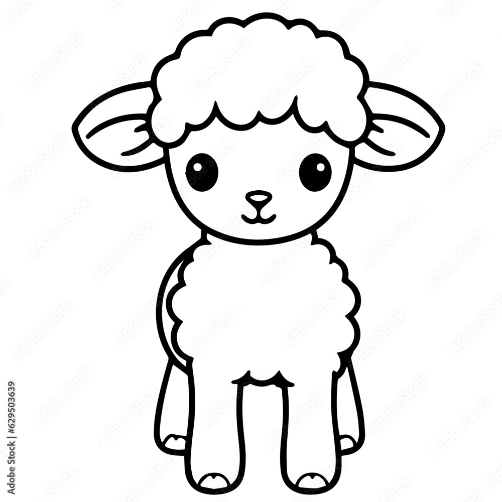 Coloring page outline of cartoon lamb Coloring page outline of cartoon lamb