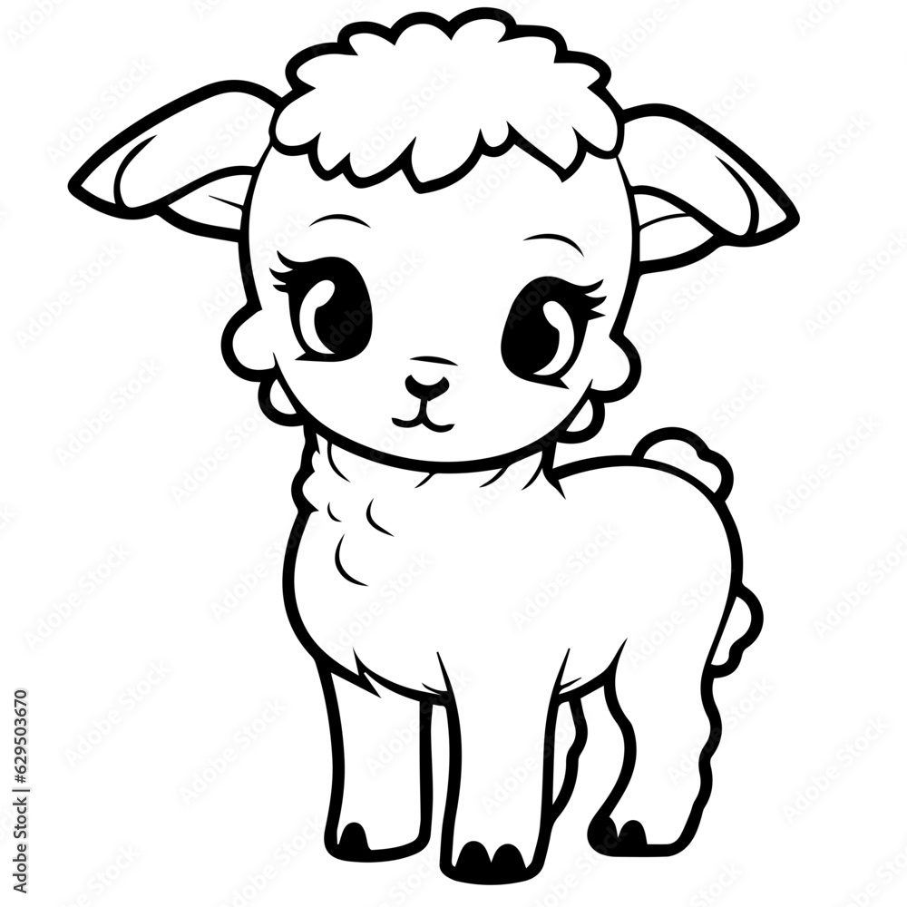 Coloring page outline of cartoon lamb Coloring page outline of cartoon lamb