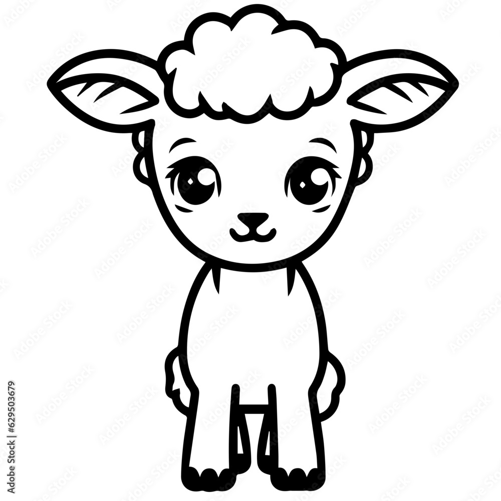 Coloring page outline of cartoon lamb Coloring page outline of cartoon lamb
