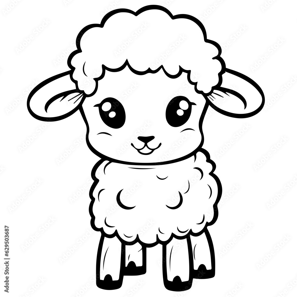 Coloring page outline of cartoon lamb Coloring page outline of cartoon lamb