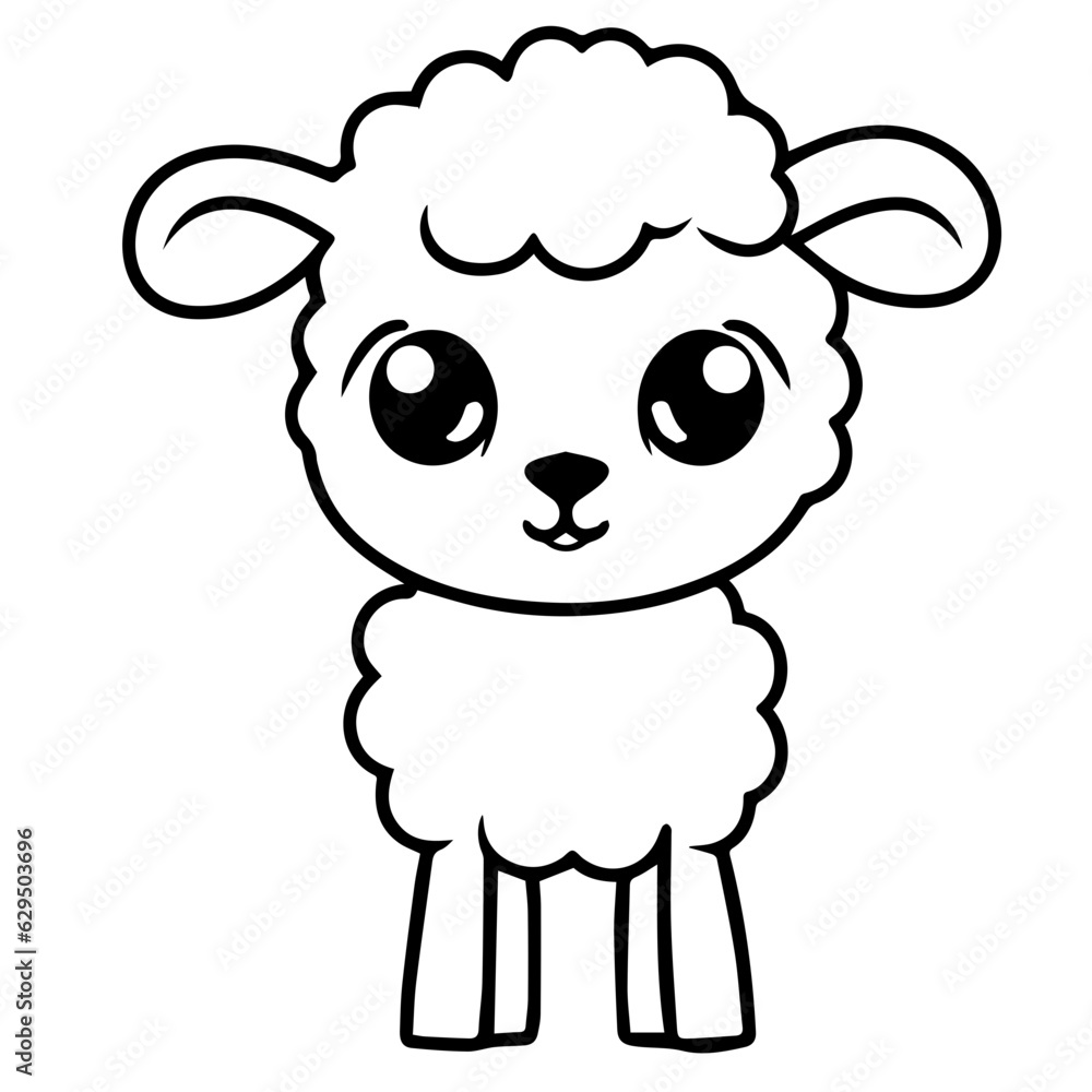 Coloring page outline of cartoon lamb Coloring page outline of cartoon lamb