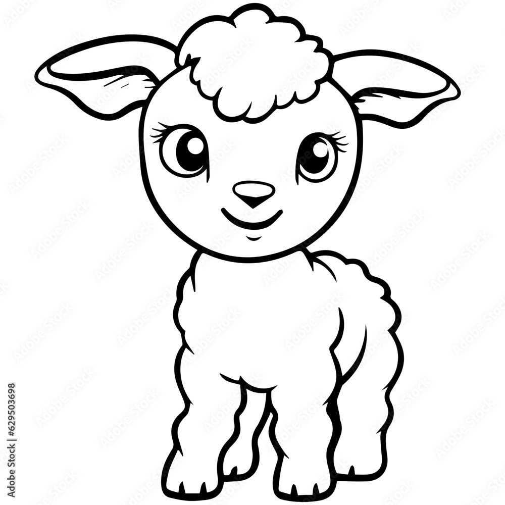 Coloring page outline of cartoon lamb Coloring page outline of cartoon lamb