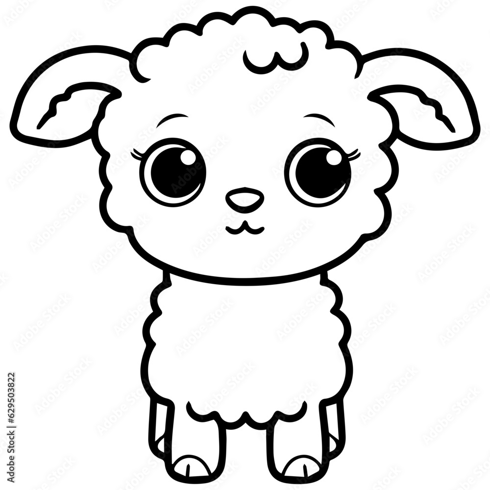 Coloring page outline of cartoon lamb Coloring page outline of cartoon lamb