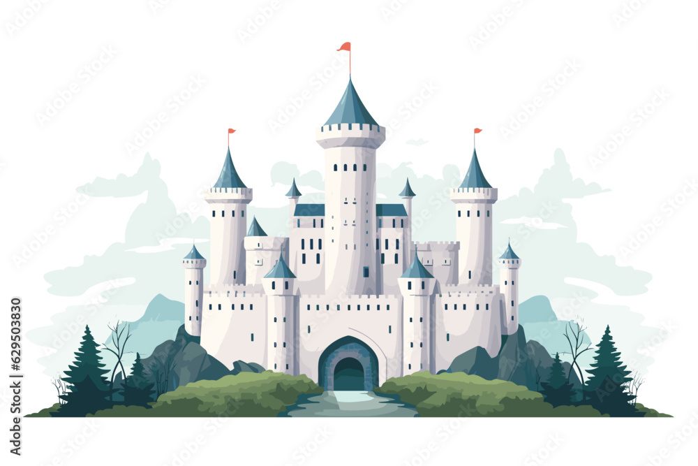 © Zaharia Levy - castle vector flat minimalistic asset isolated illustration