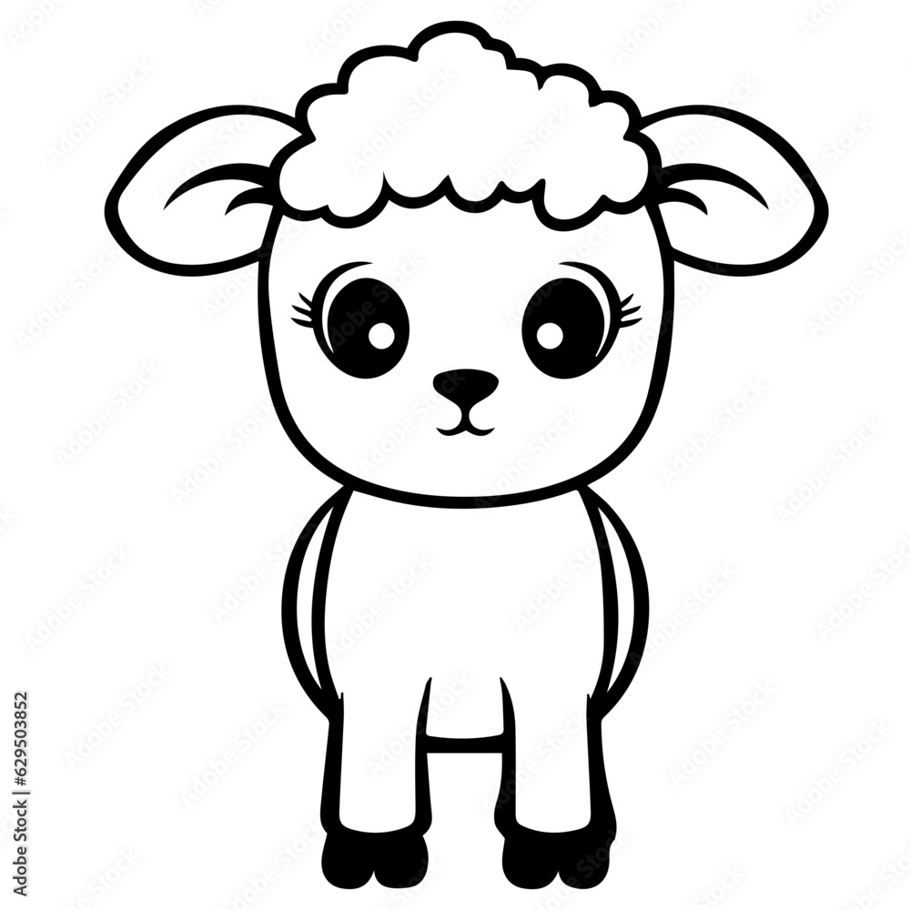 Coloring page outline of cartoon lamb Coloring page outline of cartoon lamb