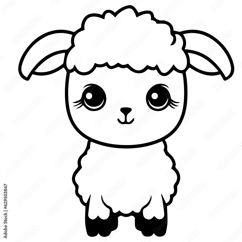 Coloring page outline of cartoon lamb Coloring page outline of cartoon lamb