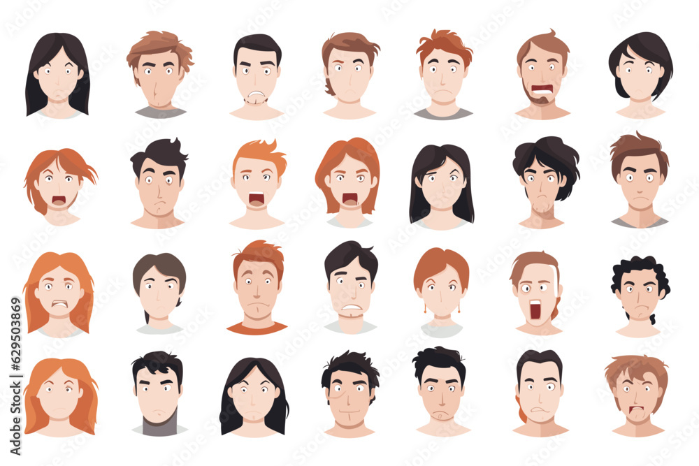 collection of people face emotions set vector isolated illustration collection of people face emotions set vector isolated illustration